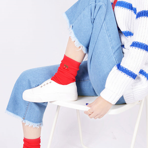 Scrunched-Up Colorful Minimal Crew Socks