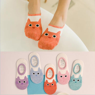 Cute Cat Character Cotton Ankle Socks