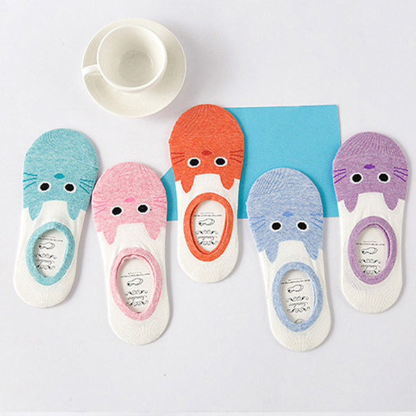 Cute Cat Character Cotton Ankle Socks