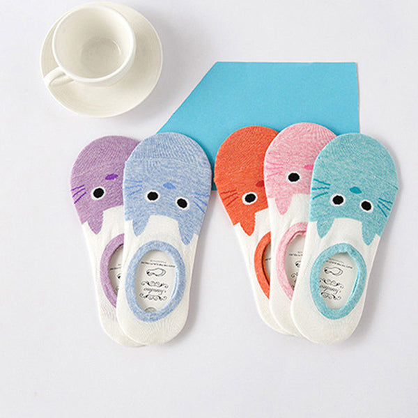 Cute Cat Character Cotton Ankle Socks