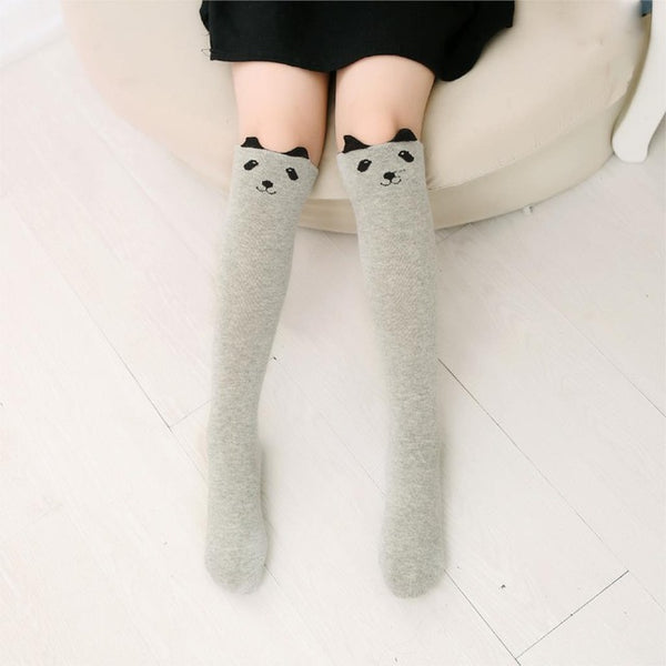 Cartoon Print Cotton Knee High Socks