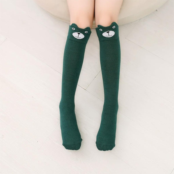 Cartoon Print Cotton Knee High Socks
