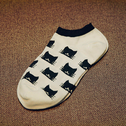 Cute Cat Character Cotton Ankle Socks