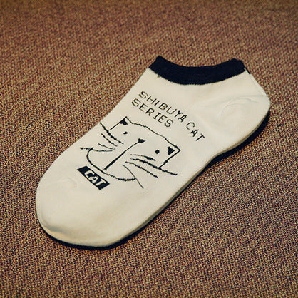Cute Cat Character Cotton Ankle Socks