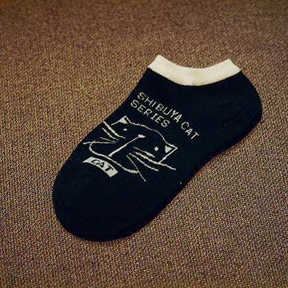 Cute Cat Character Cotton Ankle Socks