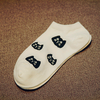 Cute Cat Character Cotton Ankle Socks