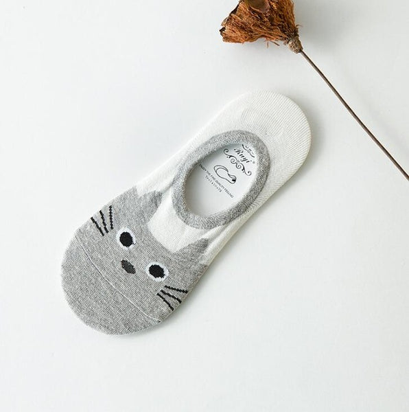 Cute Cat Character Cotton Ankle Socks