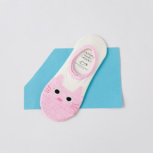 Cute Cat Character Cotton Ankle Socks